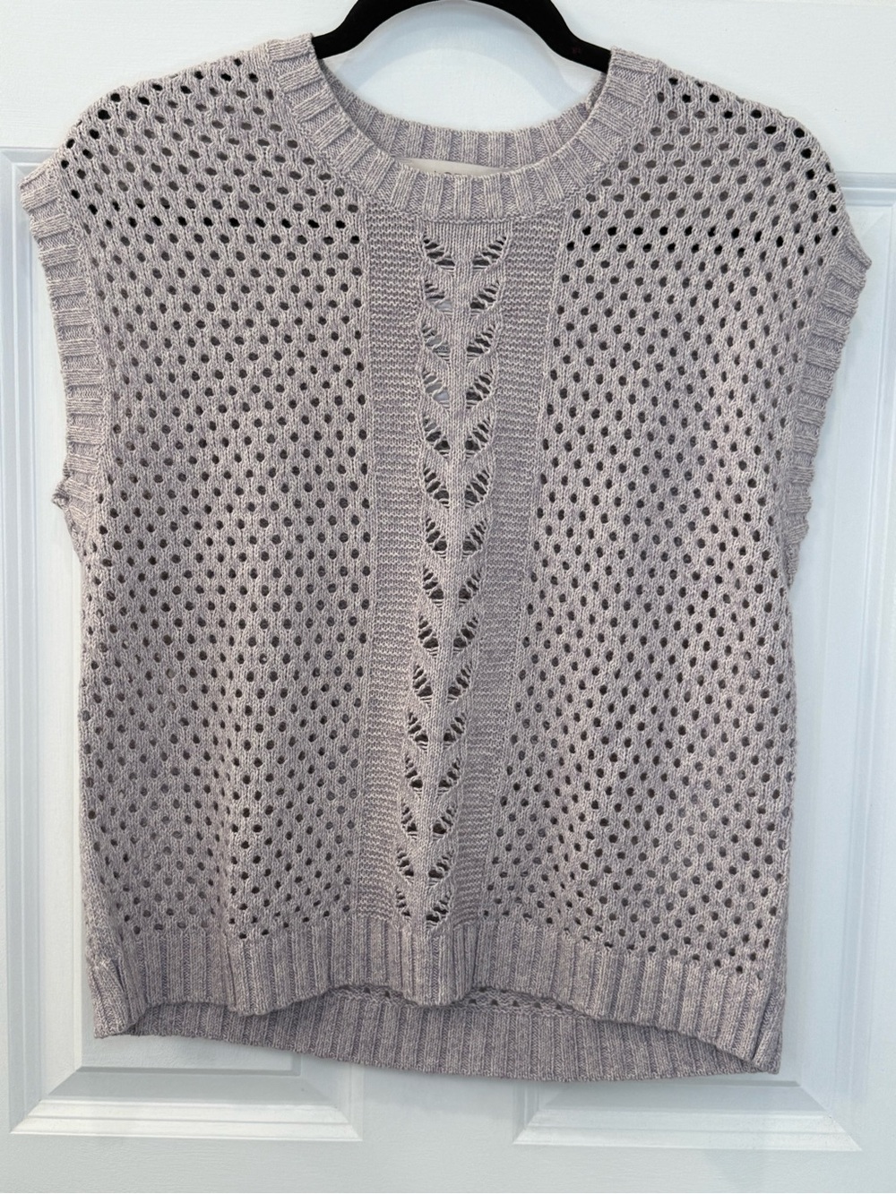 NWT Loft Mixed Pointelle Cap Sleeve Sweater XS Mauve